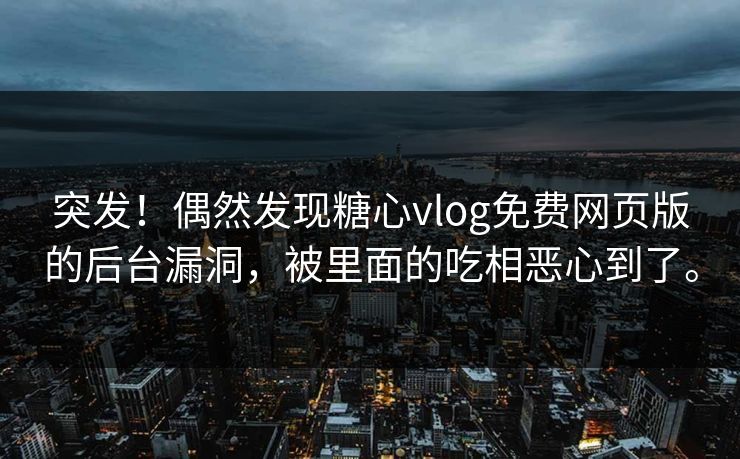 突发！偶然发现糖心vlog免费网页版的后台漏洞，被里面的吃相恶心到了。