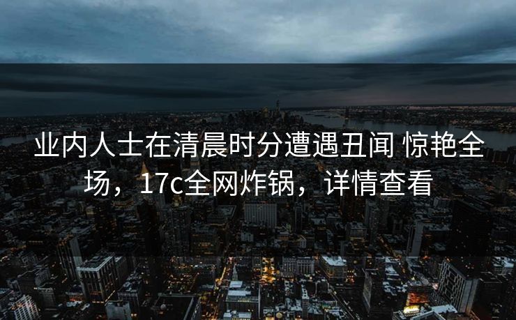 业内人士在清晨时分遭遇丑闻 惊艳全场，17c全网炸锅，详情查看