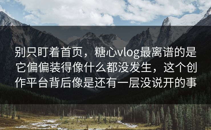 别只盯着首页，糖心vlog最离谱的是它偏偏装得像什么都没发生，这个创作平台背后像是还有一层没说开的事