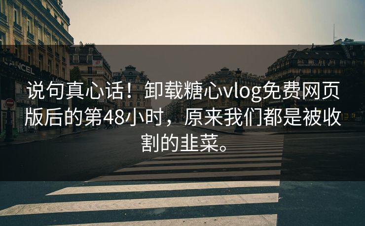说句真心话！卸载糖心vlog免费网页版后的第48小时，原来我们都是被收割的韭菜。