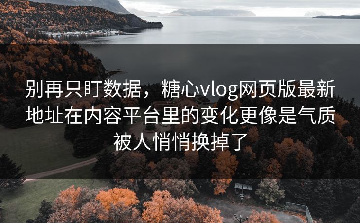 别再只盯数据，糖心vlog网页版最新地址在内容平台里的变化更像是气质被人悄悄换掉了