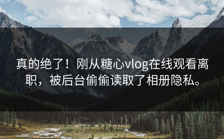 真的绝了！刚从糖心vlog在线观看离职，被后台偷偷读取了相册隐私。